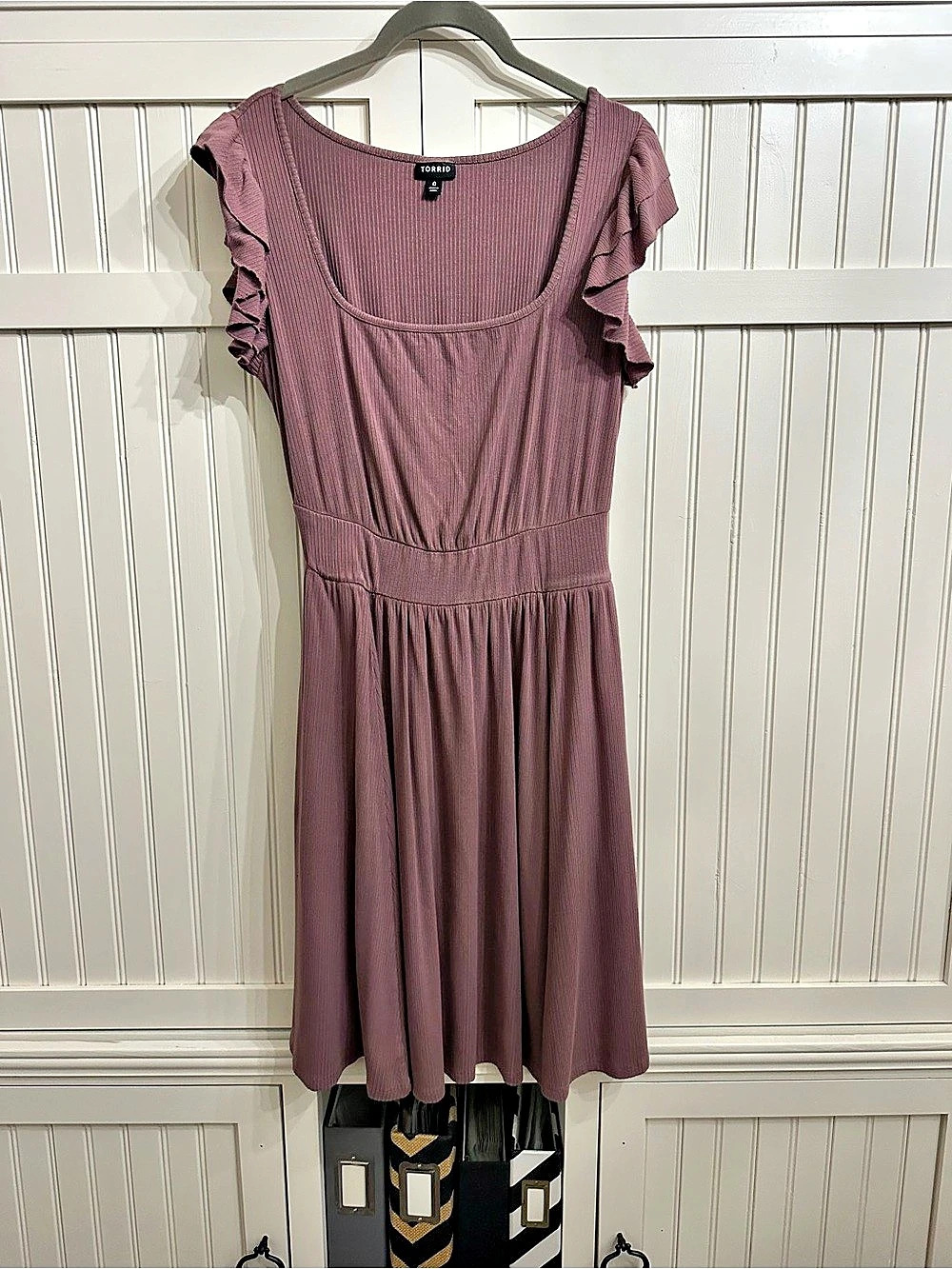 Torrid Mini Knit Ruffle Skater Dress Ribbed Mini Dress Purple Size 0X